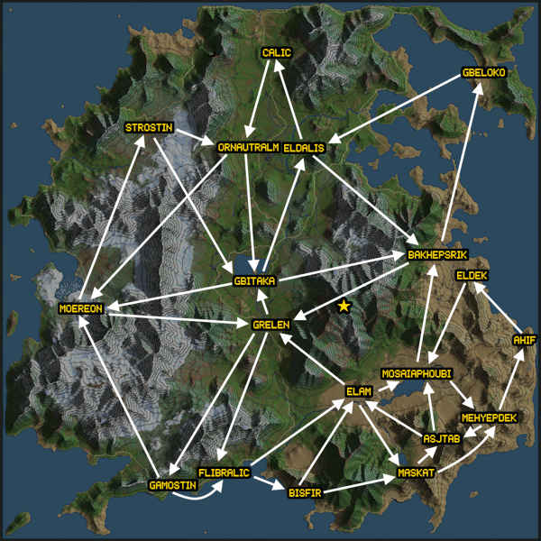Map showcasing the airship routes