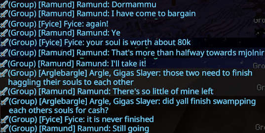 Screenshot of Fyice and Ramund haggling