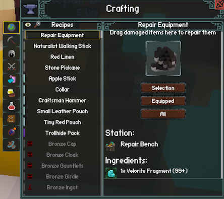 Screenshot of the repair window