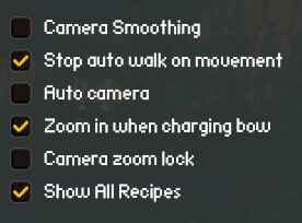 Screenshot containing the relevant settings from the Gameplay tab