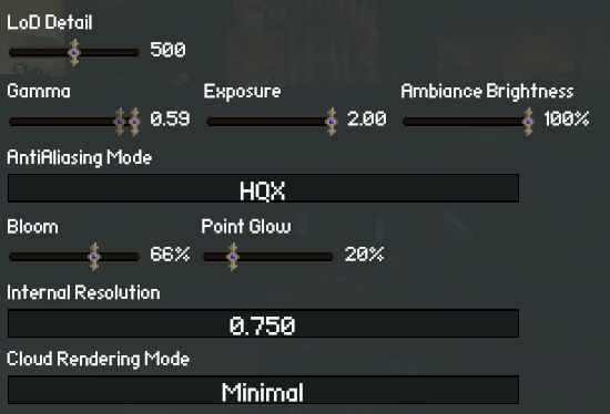 Screenshot containing the relevant settings from the Graphics tab