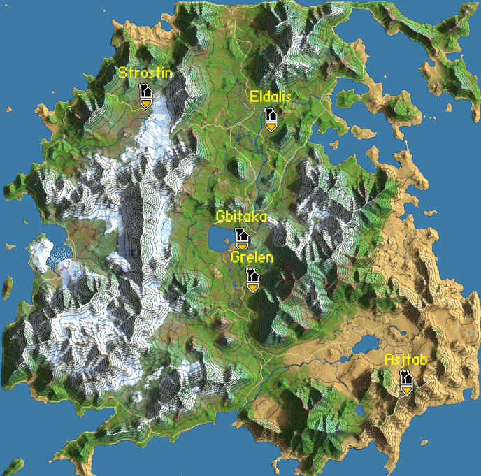 Map showcasing the starting locations