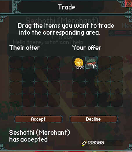 Screenshot of the trading window